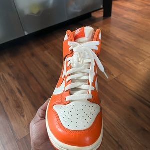 Orange and white dunks high 💥🔥